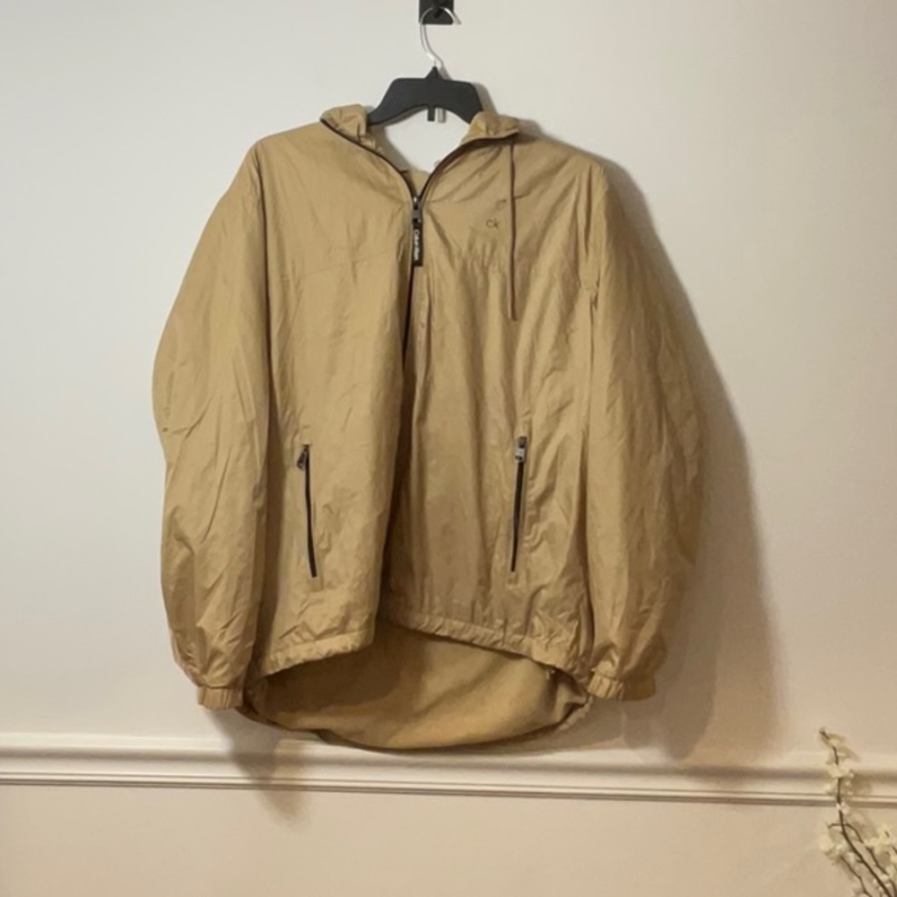 Calvin Klein Tan Windbreaker Jacket with Hood